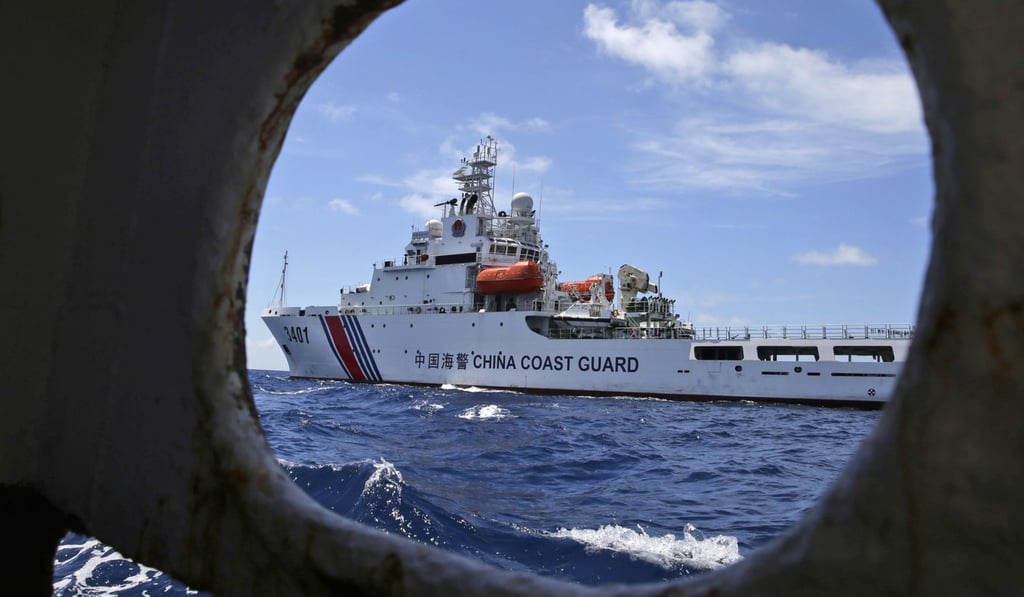A Chinese coastguard ship attempts to block a Philippine government vessel as the latter tries to enter Second Thomas Shoal in the South China Sea in 2014. Photo: AP A Chinese coastguard ship attempts to block a Philippine government vessel as the latter tries to enter Second Thomas Shoal in the South China Sea in 2014. Photo: AP