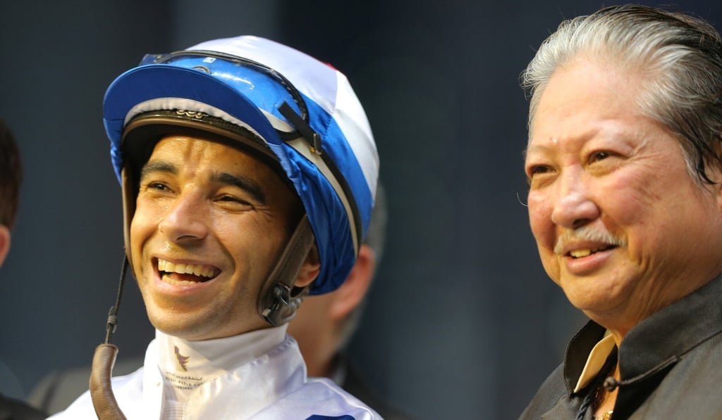 Brazilian superstar jockey Joao Moreira and Sammo Hung at the races after Jolly Amber won a Class Five event at Happy Valley last year. Photo: Kenneth Chan