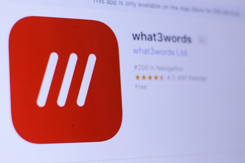 The smartphone app of London-based start-up what3words is available on both Apple’s App Store and Google Play. Photo: Shutterstock The smartphone app of London-based start-up what3words is available on both Apple’s App Store and Google Play. Photo: Shutterstock