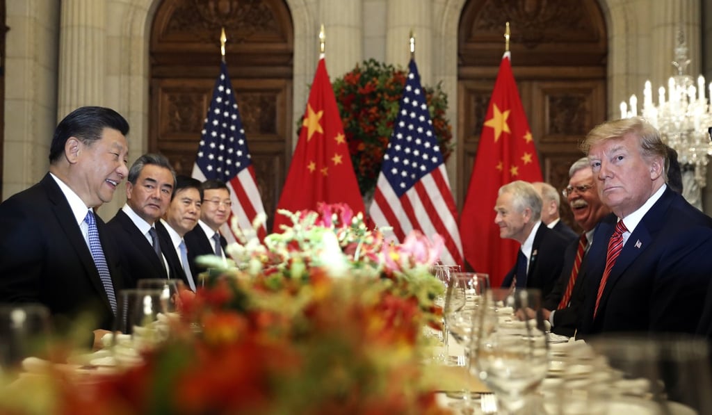 Chinese President Xi Jinping (left) and his US counterpart Donald Trump and their trade delegations meet over dinner at the G20 summit in Buenos Aires last year. Photo: AP