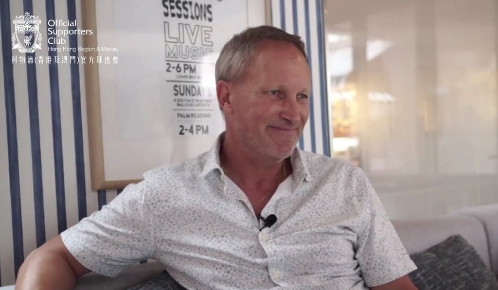 Tim Bredbury talking to the Official Liverpool Supporters Club Hong Kong. Photo: OLSC