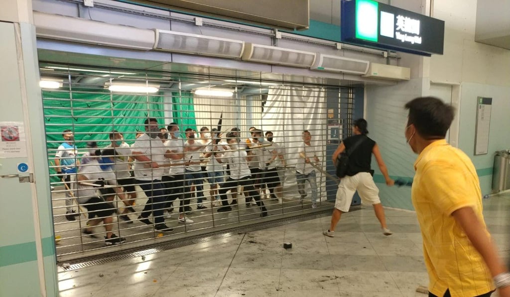An angry mob desperate to enter the MTR station to unleash their fury on protesters returning from Sunday night’s extradition bill march. Photo: SCMP An angry mob desperate to enter the MTR station to unleash their fury on protesters returning from Sunday night’s extradition bill march. Photo: SCMP