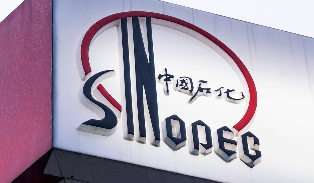 A Sinopec sign at a petrol station in Hong Kong in March. Photo: Bloomberg