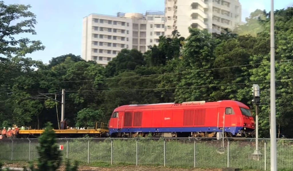 The derailed train, which came off the tracks near to University station. Photo: Handout