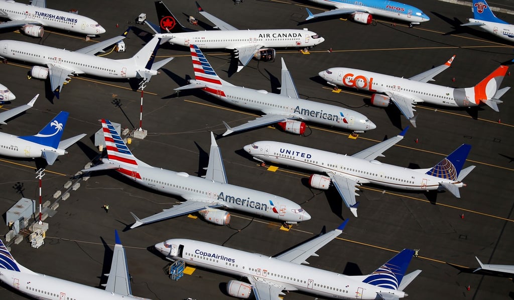 Grounded Boeing 737 MAX aircraft are seen parked in an aerial photo at Boeing Field in Seattle. Photo: Reuters