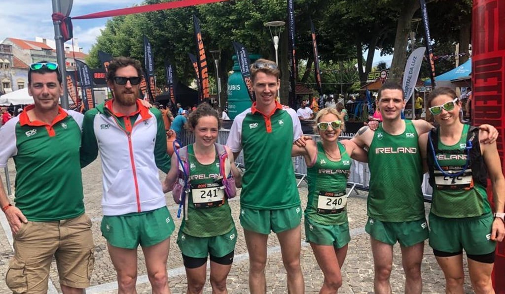 Brian McFlynn (centre) with Team Ireland at the Trail World Championships. Even he, an elite runner, was surprised to see others running on some inclines. Photo: Handout