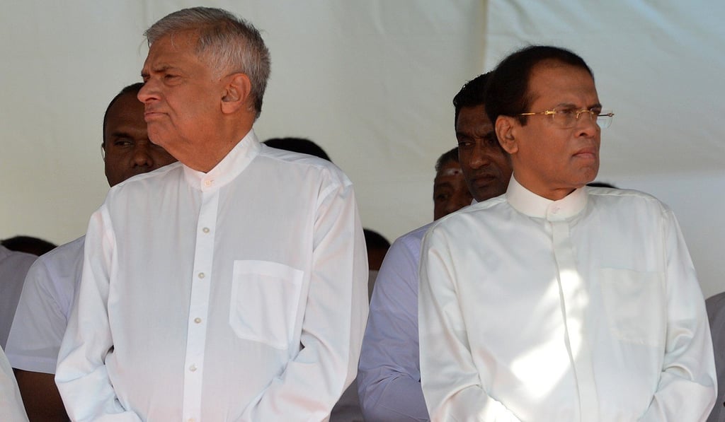 Sri Lankan Prime Minister Ranil Wickremesinghe (left) and President Maithripala Sirisena. Photo: AFP