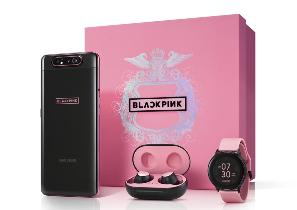 From left: Galaxy A80, Galaxy Buds and Galaxy Watch Active From left: Galaxy A80, Galaxy Buds and Galaxy Watch Active