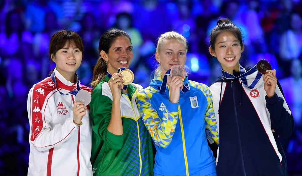 Vivian Kong (right) is the first Hong Kong fencer to medal at the world championships. Photo: FIE/Facebook