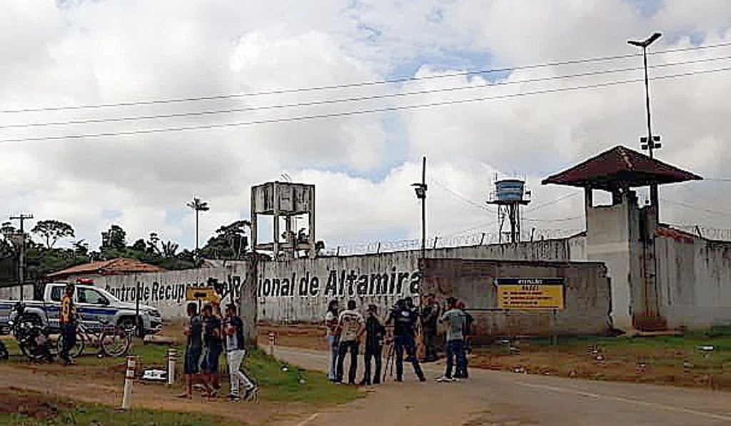 A group of journalist and bystanders outside a prison in Altamira, Brazil, on Monday. Photo: Xingu 30 via EPA-EFE A group of journalist and bystanders outside a prison in Altamira, Brazil, on Monday. Photo: Xingu 30 via EPA-EFE
