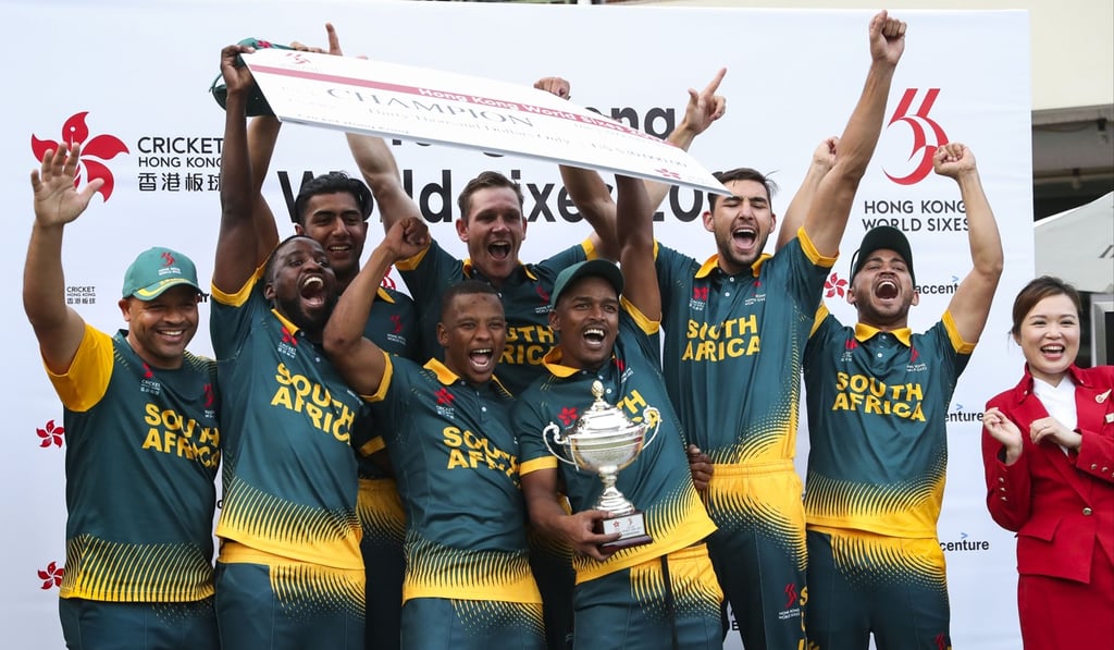 South Africa celebrate their triumph at the 2017 Hong Kong World Sixes. Photo: SCMP / K. Y. Cheng