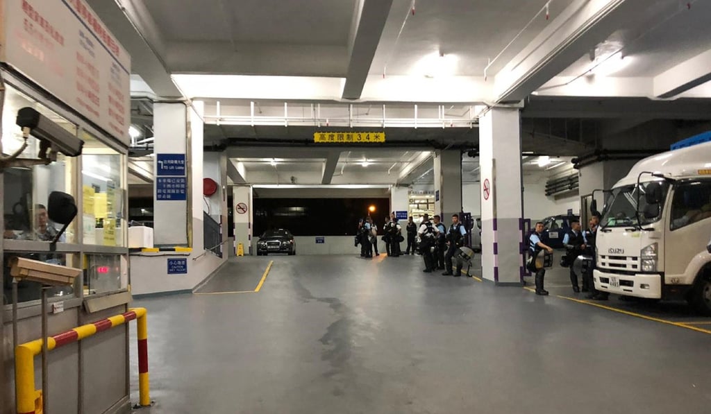 Haribest Industrial Building on Au Pui Wan Street, where police arrested eight people. Photo: RTHK Haribest Industrial Building on Au Pui Wan Street, where police arrested eight people. Photo: RTHK