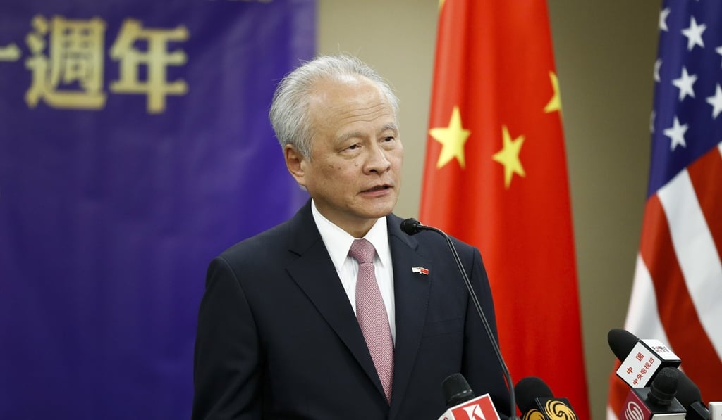 Chinese ambassador to the US Cui Tiankai has accused Western politicians of spurring continuing unrest in Hong Kong. Photo: Xinhua