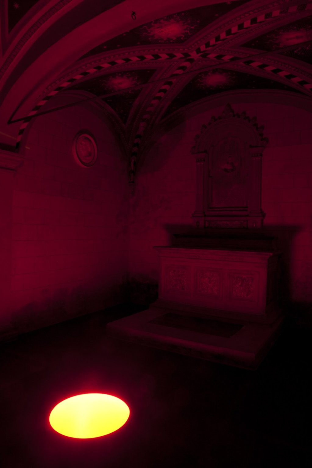 Anish Kapoor chose a centuries-old chapel at Castello di Ama and filled it with a stunning red bowl of light.