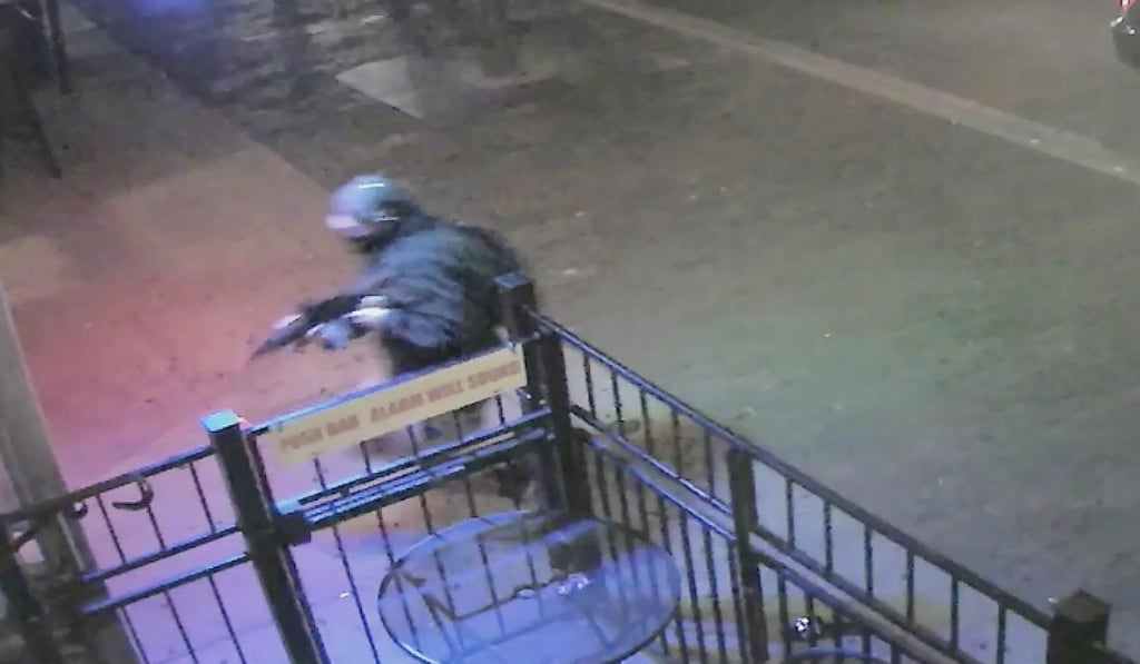 An image taken from surveillance video shows Connor Betts, seconds after he began killing people outside a bar in Dayton, Ohio. Photo: EPA