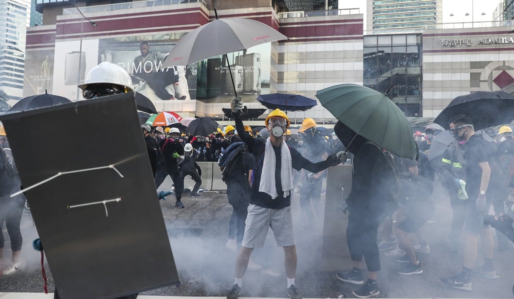 Anti-government protesters were out in force during Monday’s citywide strike amid escalating tensions in the city, sparked by the now-shelved extradition bill. Photo: Sam Tsang