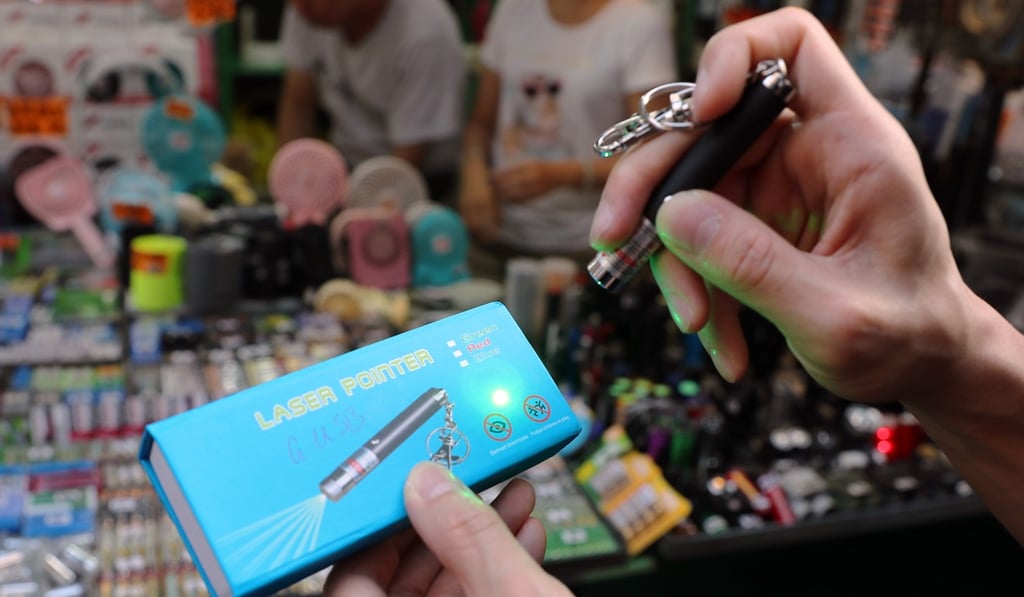 Laser pointer selling at a market had beams of only 1.6 milliwatts. Photo: Sam Tsang