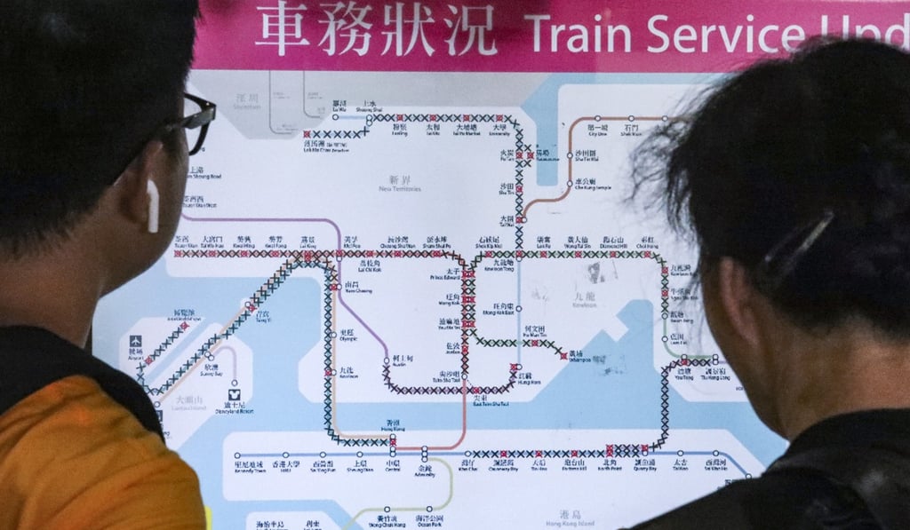 Anti-government protesters have disrupted MTR rail services across the city on several occasions. Photo: Felix Wong Anti-government protesters have disrupted MTR rail services across the city on several occasions. Photo: Felix Wong