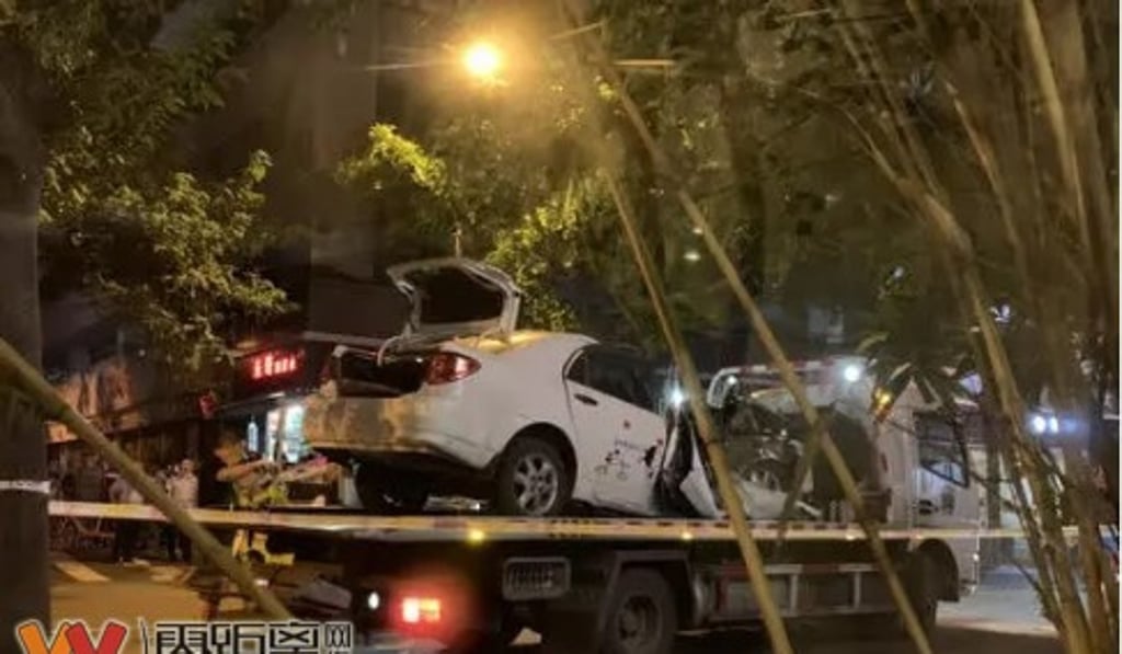 A crane accident at a construction site in Southwest China killed one person and injured another on Wednesday. Photo: Weibo