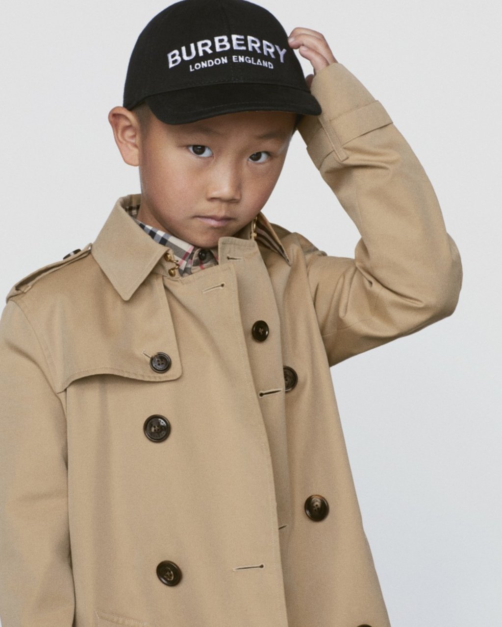 A look from Burberry’s autumn/winter 2019 pre-collection for children A look from Burberry’s autumn/winter 2019 pre-collection for children