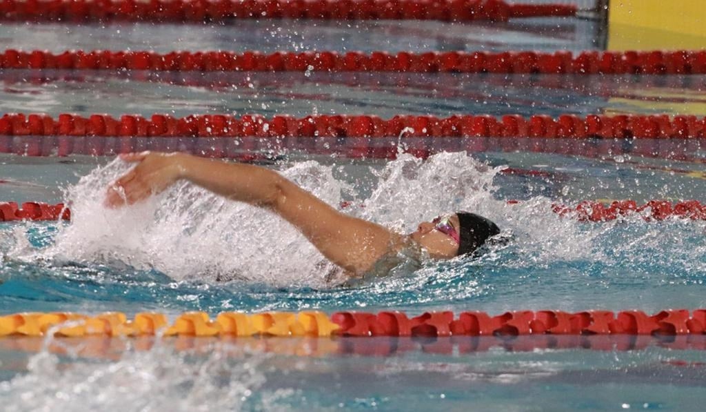 Stephanie Au in action at the Sports Institute in Fo Tan. Stephanie Au in action at the Sports Institute in Fo Tan.