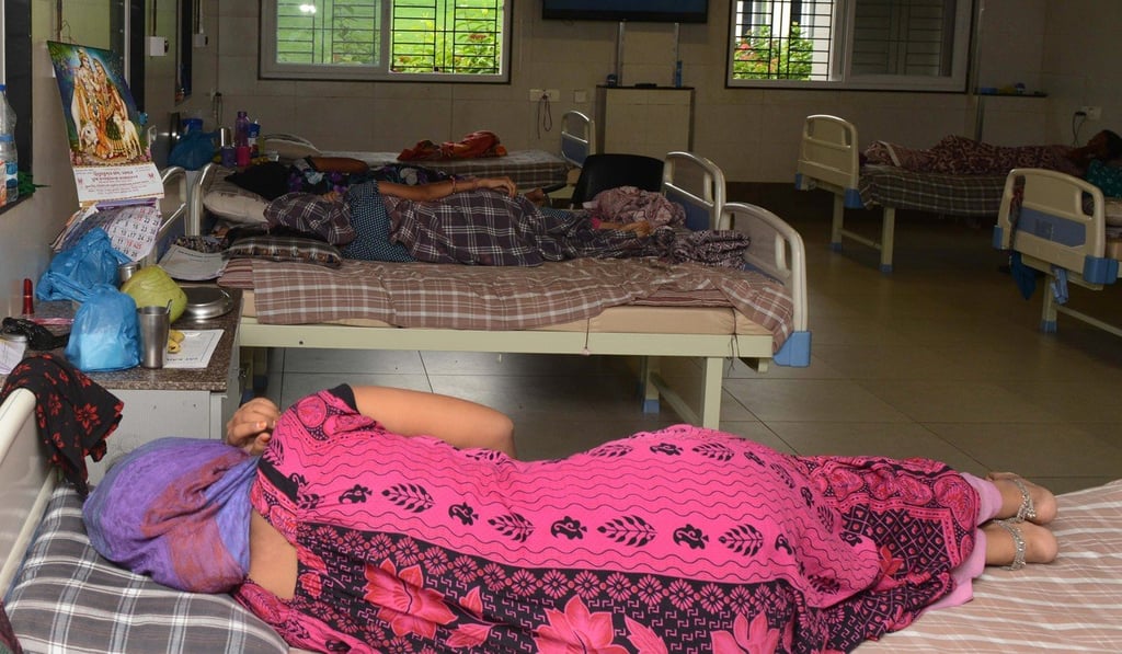 Indian surrogate mothers rest at a hospital for dozens of pregnant women. Photo: AFP