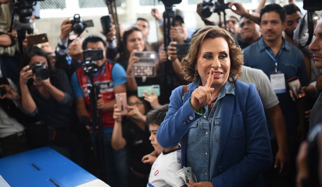 Former first lady and presidential candidate Sandra Torres casts her vote in the election. Photo: EPA