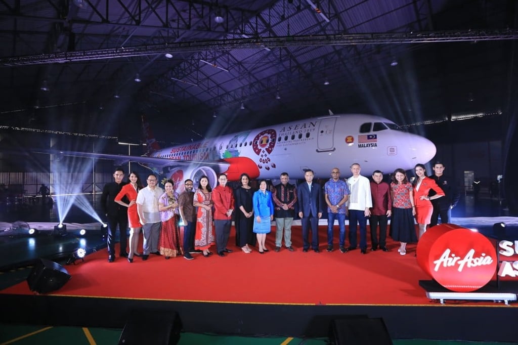 AirAsia’s ‘Sustainable Asean’ livery, which was recently unveiled in Bangkok. Photo: AirAsia