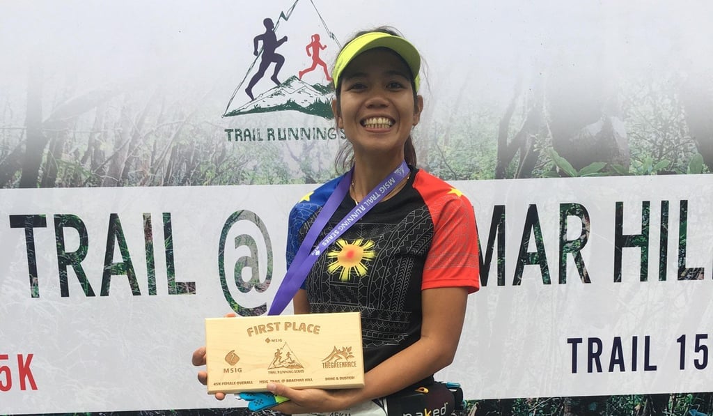 Fredelyn Alberto after winning the Breamar Green race 45km trail run, continuing to rise as one of Hong Kong’s top trail runners. Photo: Ben Young