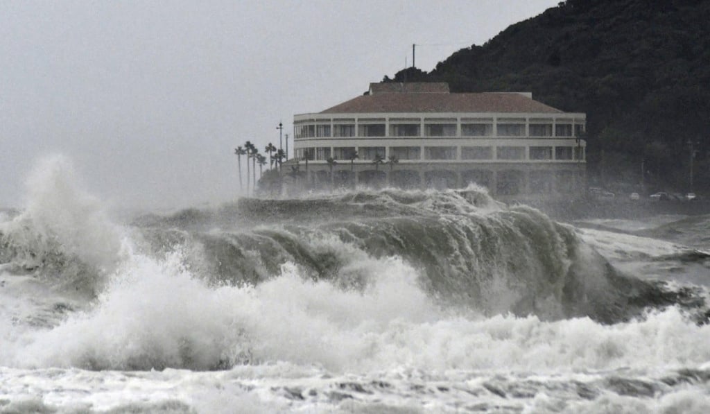 High waves pound a beach in Miyazaki as Typhoon Krosa approaches. Photo: Reuters