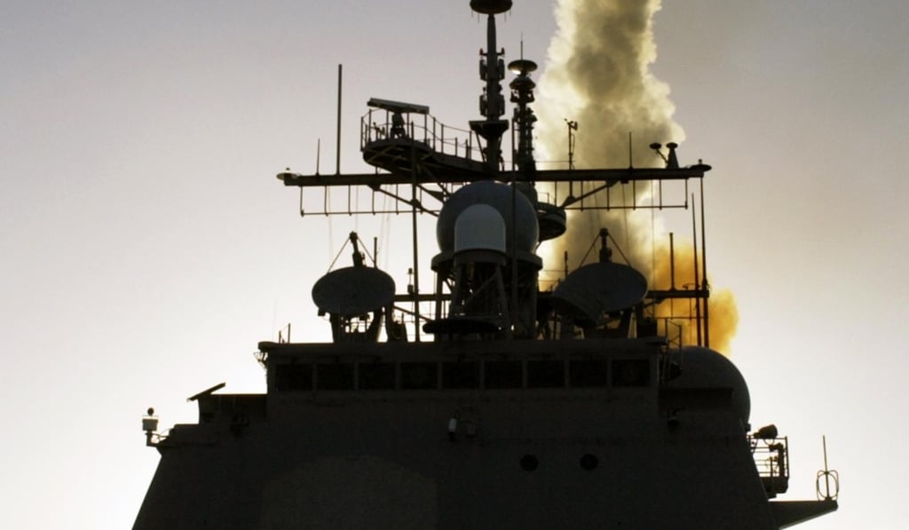 A missile is launched from USS Lake Erie during a test in December 2003. Photo: US Navy via AFP