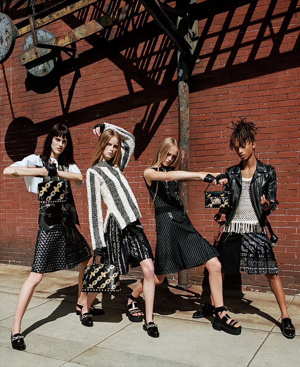 Jaden Smith, far right, with Sarah Brannon, Rianne Van Rompaey and Jean Campbell in Louis Vuitton’s spring/summer 2016 campaign. Photo: Bruce Weber/Louis Vuitton