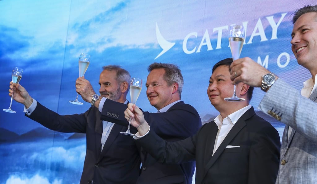 Rupert Hogg, second from left, and Paul Loo, second from right, pictured in May, have both quit Cathay’s board amid a protest-related furore. Photo: Sam Tsang