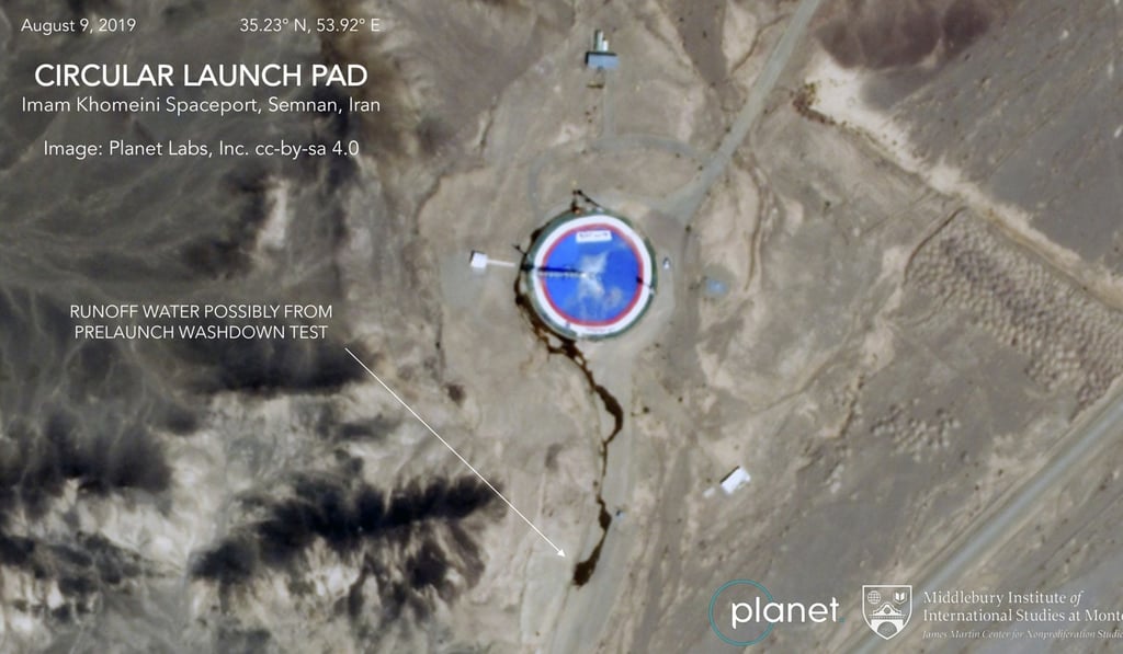 Satellite image shows activity at the Imam Khomeini Space Centre in Iran's Semnan province. Photo: Planet Labs Inc, Middlebury Institute of International Studies via AP