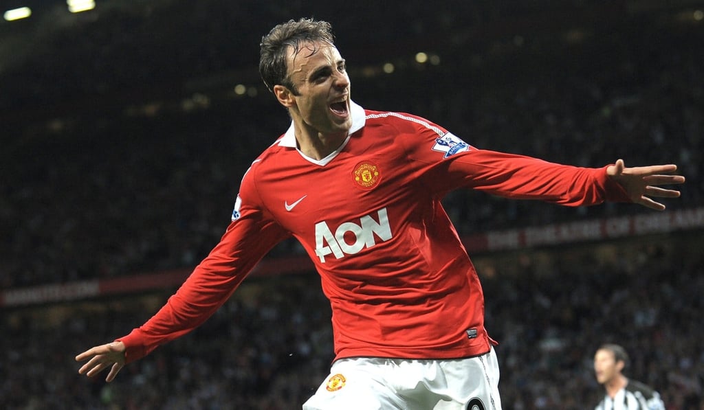 Manchester United's Bulgarian forward Dimitar Berbatov celebrates after scoring the opening goal during the English Premier League football match against Newcastle United at Old Trafford in 2010. Photo: AFP
