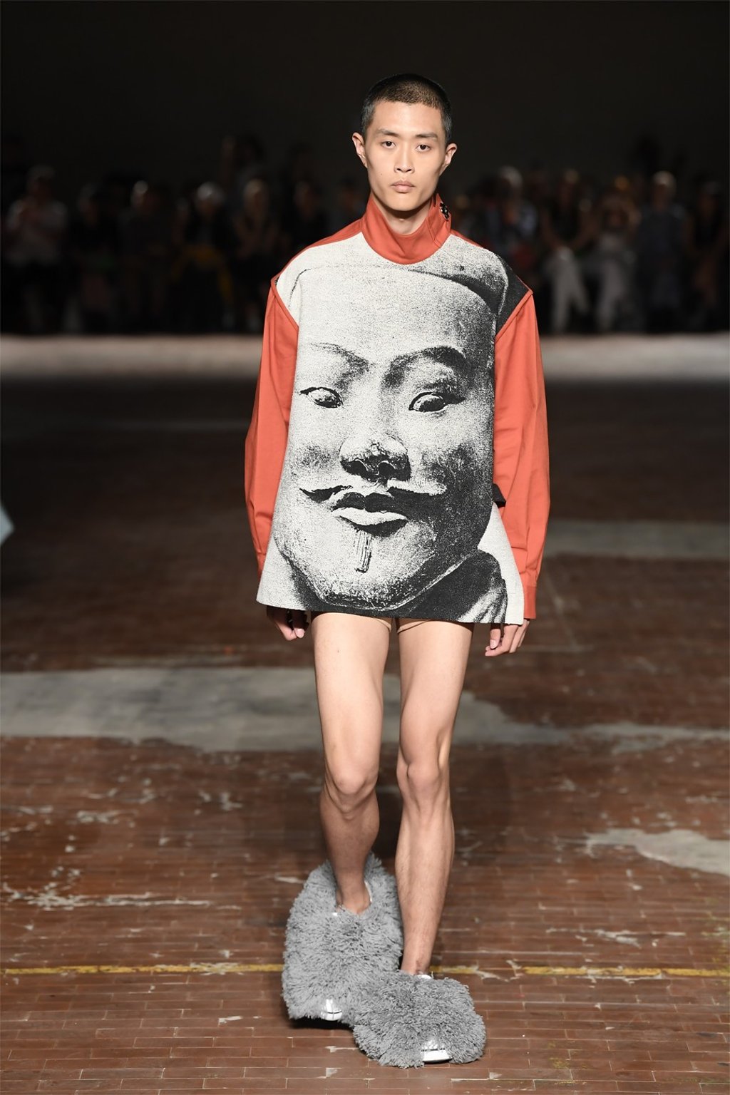 A look from Pronounce, founded by Yushan Li and Jun Zhou, at Pitti Uomo in Florence.