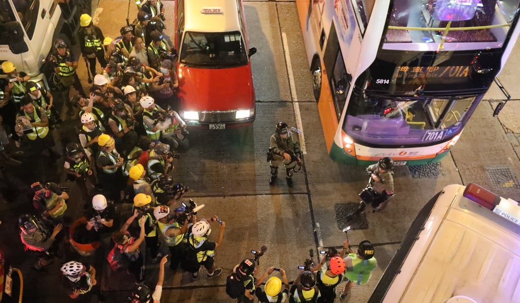 Anti-government protesters surrounded Ma On Shan Police Station for a few nights since August 2. Photo: Felix Wong