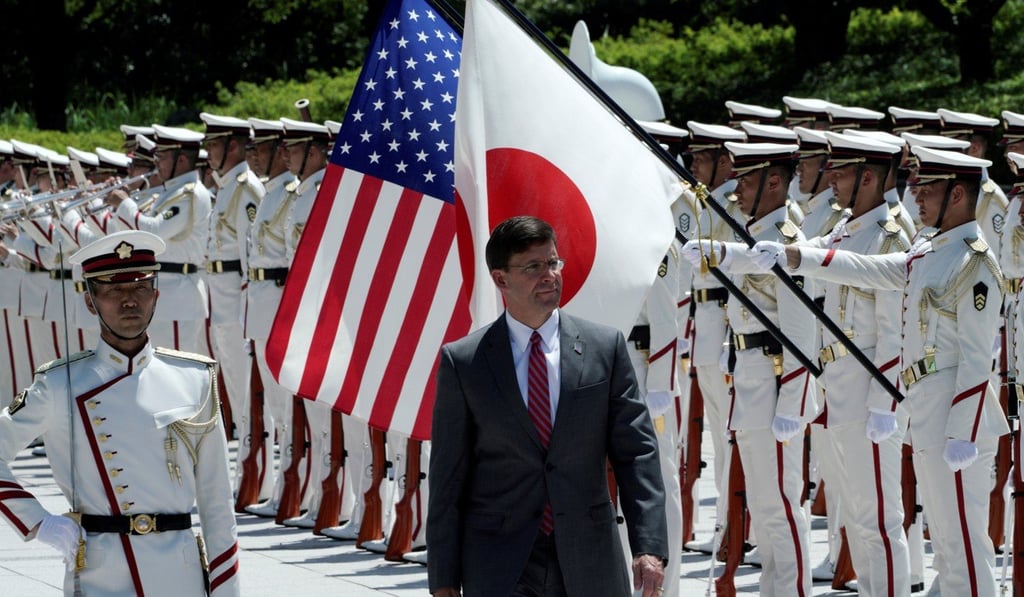 US Secretary of Defence Mark Esper with his Japanese counterpart Takeshi Iwaya in Tokyo. Photo: Reuters