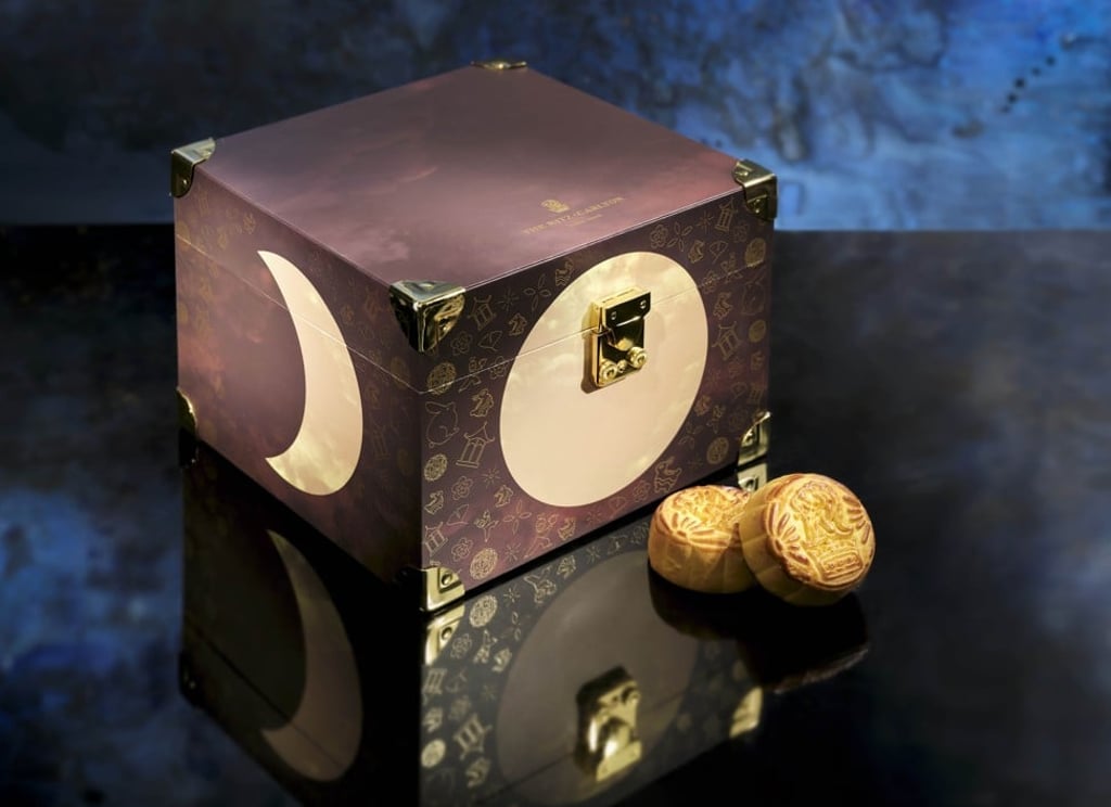 The ‘Stardust’ box, created by students Kaylee Chan and Anna Siu of SCAD Hong Kong, contains eight of The Ritz-Carlton, Hong Kong’s mini egg custard mooncakes.