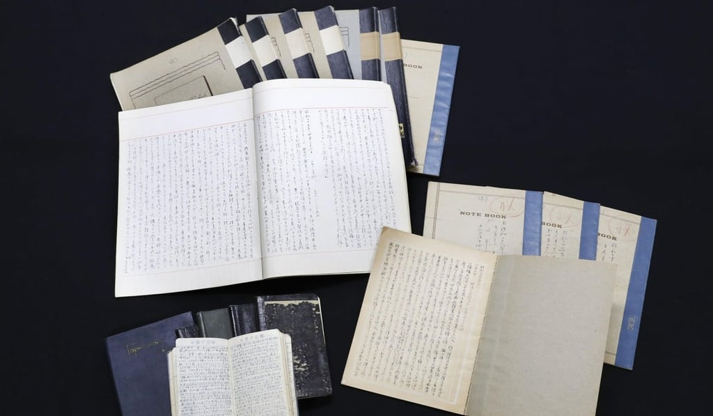 Journals and notebooks of Michiji Tajima. Photo: Kyodo