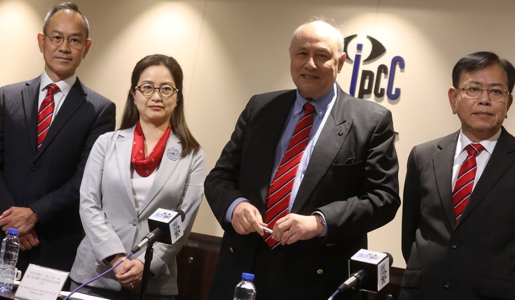 IPCC members (from left) deputy secretary general, operations, Daniel Mui; Lisa Lau, chairwoman of the publicity and survey committee; Anthony Neoh, chairman; and Richard Yu, secretary general. Photo: K.Y. Cheng