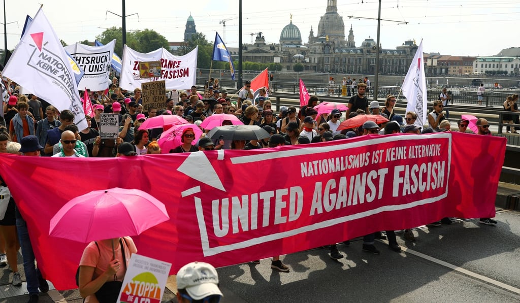People and protest against racism, sexism and nationalism in Dresden. Photo: Reuters People and protest against racism, sexism and nationalism in Dresden. Photo: Reuters
