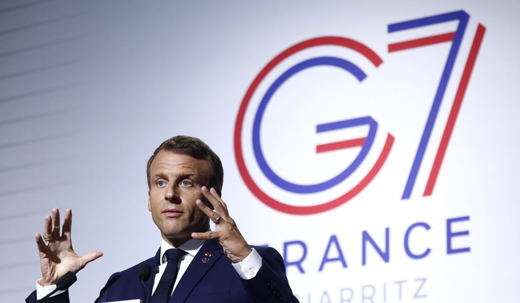 French President Emmanuel Macron speaks during a press conference at the G7 summit in Biarritz. Photo: EPA-EFE