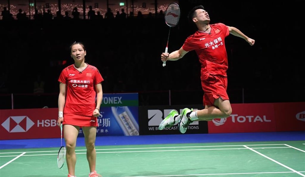 Mixed doubles pair Zheng Siwei (right) and Huang Yaqiong claimed the only gold medal for China at the world championships. Photo: Xinhua