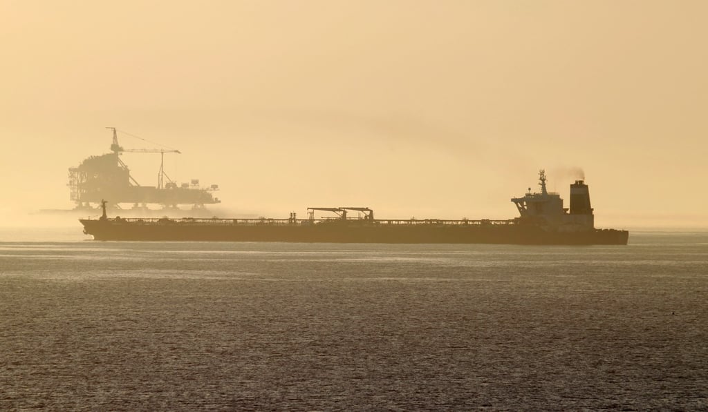 The Iranian oil tanker when it was anchored off Gibraltar, southern Spain. Photo: EPA