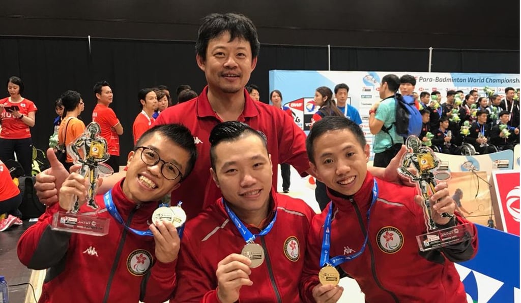 (From left) Wong Chun-yim, Chan Ho-yuen and Chu Man-kai with head coach Lau Nam-ming. (From left) Wong Chun-yim, Chan Ho-yuen and Chu Man-kai with head coach Lau Nam-ming.