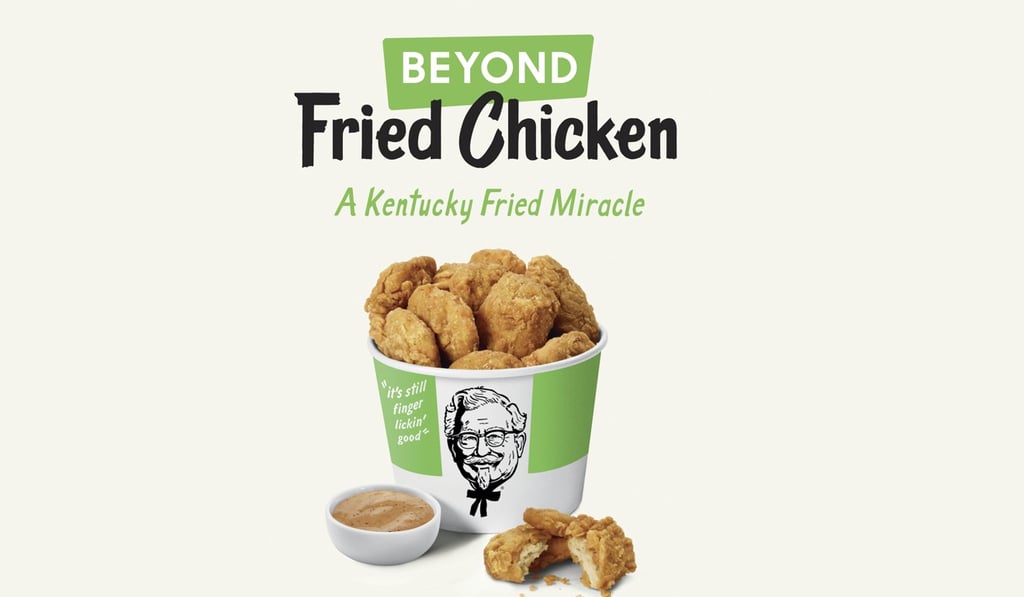 Kentucky Fried Chicken plans to test plant-based chicken nuggets and boneless wings. Photo: KFC via AP Kentucky Fried Chicken plans to test plant-based chicken nuggets and boneless wings. Photo: KFC via AP