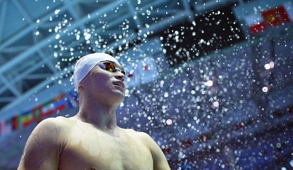 Sun Yang at a training session at the 2019 World Championships. Photo: AFP
