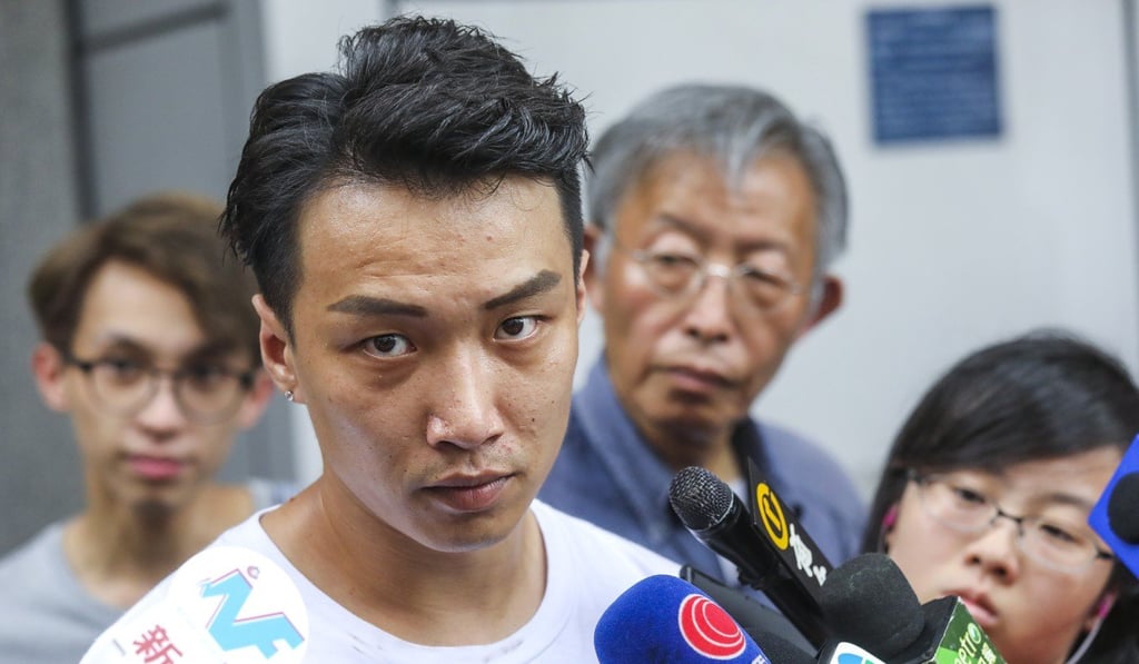 Jimmy Sham, from the front, used Carrie Lam’s own words against the radical protesters to say it is the chief executive herself who is pushing the city ‘into an abyss’. Photo: Dickson Lee