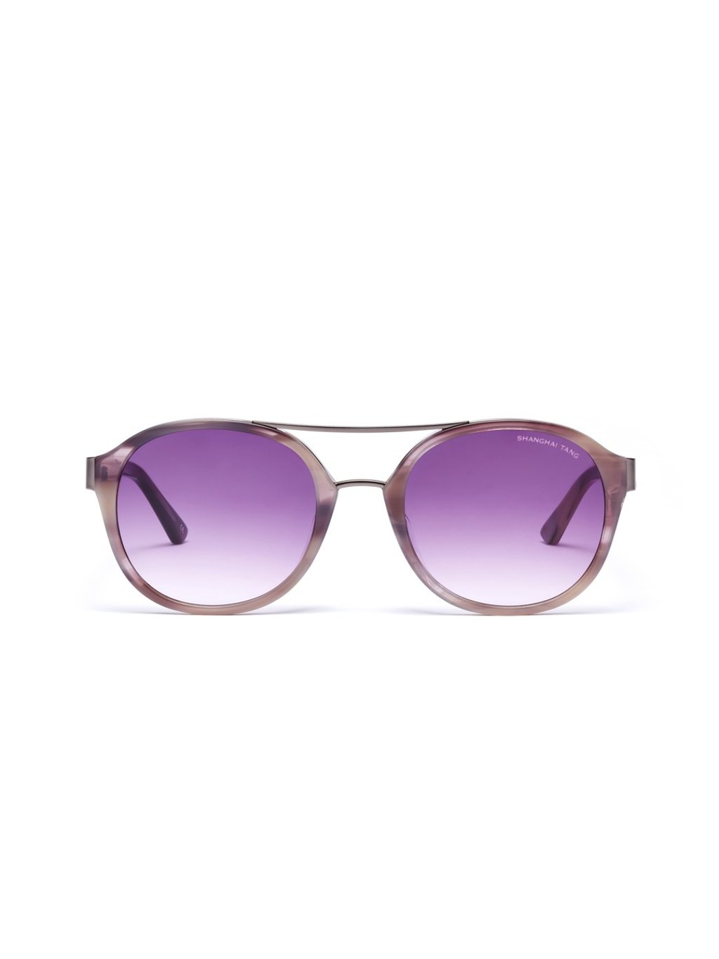 Shanghai Tang’s ‘feather’ horn acetate layered sunglasses in purple